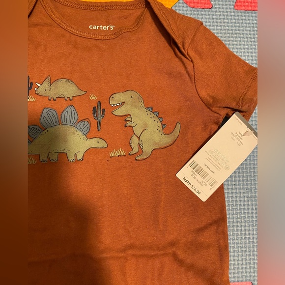 Carters 3 piece baby infant matching dinosaur onesies bodysuits leggings pants - Picture 3 of 7